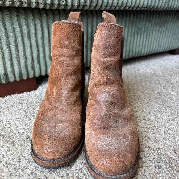 Frye Sabrina Chelsea Leather Ankle Booties Distressed Brown - Picture 3 of 7